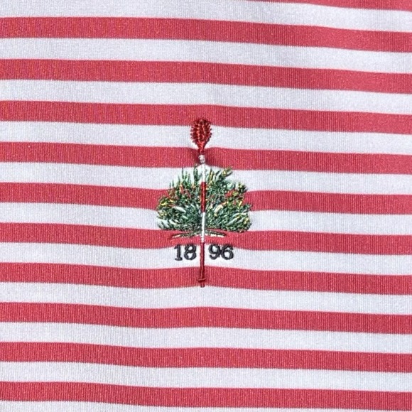 Merion Golf Club Polo Shirt Mens XL Fairway & Greene FG Tech Red White Striped - Picture 2 of 10